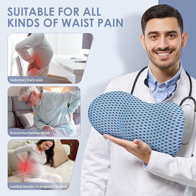 Lumbar Support Pillow Ergonomic Memory Foam, Relieve Back Pain, CMFY Breathable - Image 4