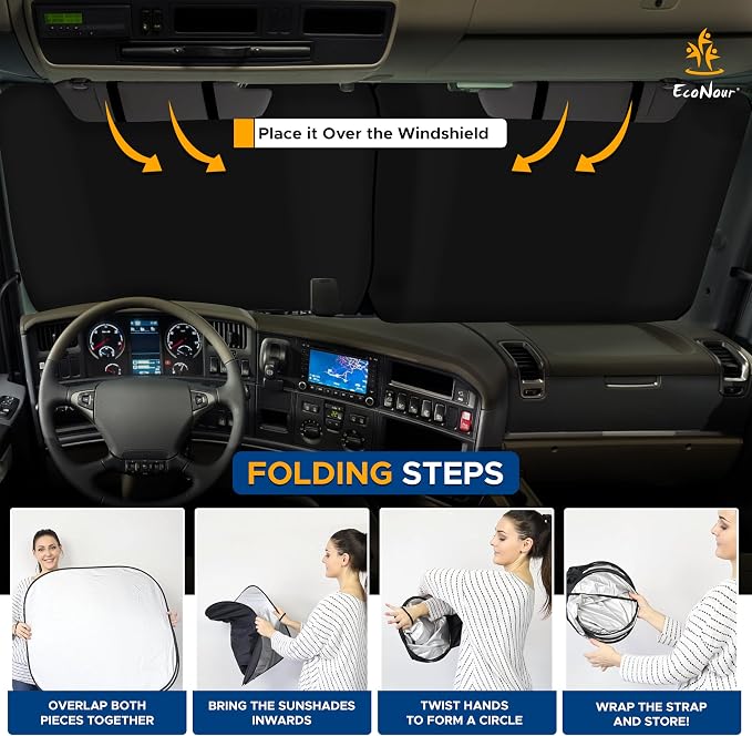 EcoNour 2-Piece Foldable Spring RV Windshield Sunshade, Reflective 240T Polyster - Image 7