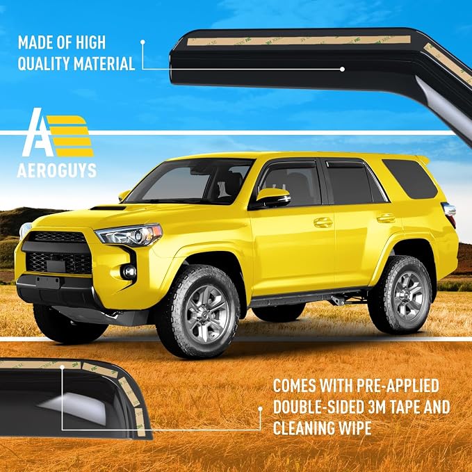 Extra Durable Window Deflectors Tape-On Window Visors Rain Guards Fit - Image 6