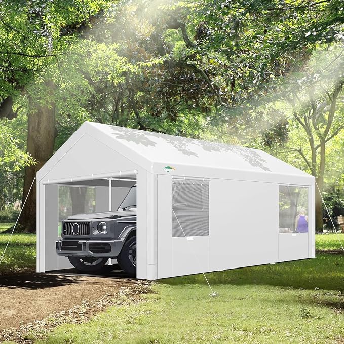 COBIZI Carport 10x20ft Heavy Duty Portable Garage, 2.0 Powder Coated Frame - Image 2