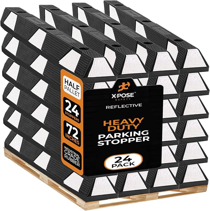 Xpose Safety 72" Heavy Duty Rubber Parking Stopper – Bulk Half Pallet 24 Pack by XposeSafety