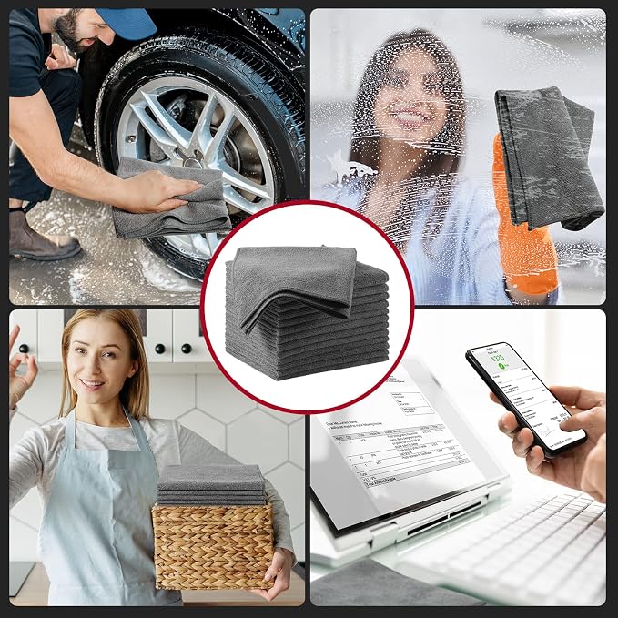16 Pcs Microfiber Cleaning Cloth 16x16 Inch Microfiber Towels - Image 6