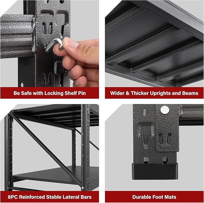 5000LBS Heavy Duty Garage Shelving Units, Metal Garage Shelves, Large Storage - Image 6