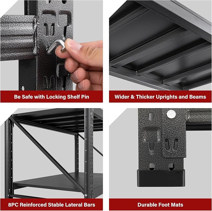 9000LBS Heavy Duty Garage Shelving Units, Metal Garage Shelves, Large Storage - Image 7