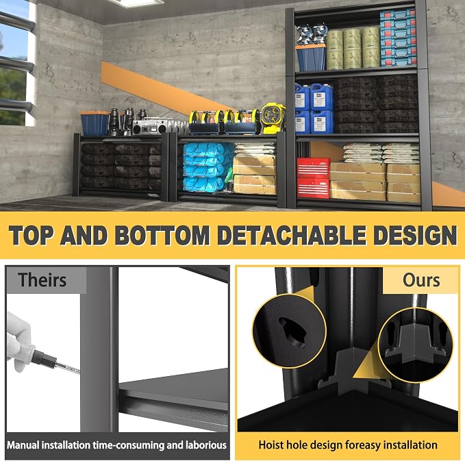 60" H x 40" W x 20" D 4-Tier Heavy Duty Garage Shelving Unit, 2000 LBS Capacity - Image 4