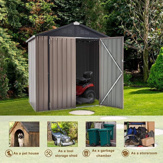 U-MAX 6x6 Storage Sheds & Outdoor Storage, Small Outdoor Storage Garden Outside - Image 4