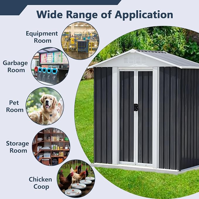 Outdoor Sheds 5FT x 3FT Outdoor Storage, Metal Anti-Corrosion Utility Tool House - Image 5