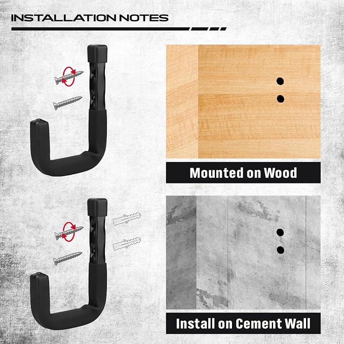 SEDY 6-Piece Heavy Duty Garage Storage Hooks, Wall Mount J Utility Hooks Holds - Image 5