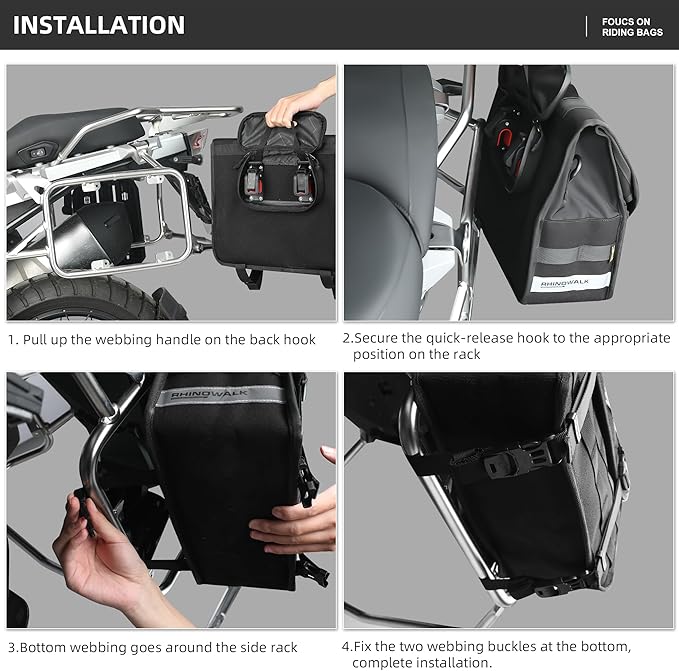 Rhinowalk Motorcycle Saddlebags, Waterproof Saddlebags, Quick Release 13L - Image 6