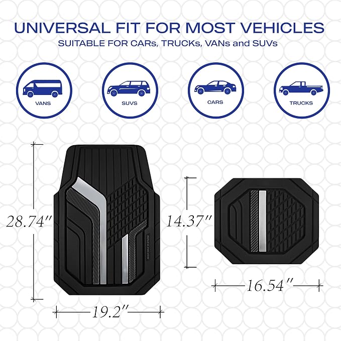 Skechers Heavy Duty Rubber Car Floor Mats, Dual Color Design Floor Mats - Image 6