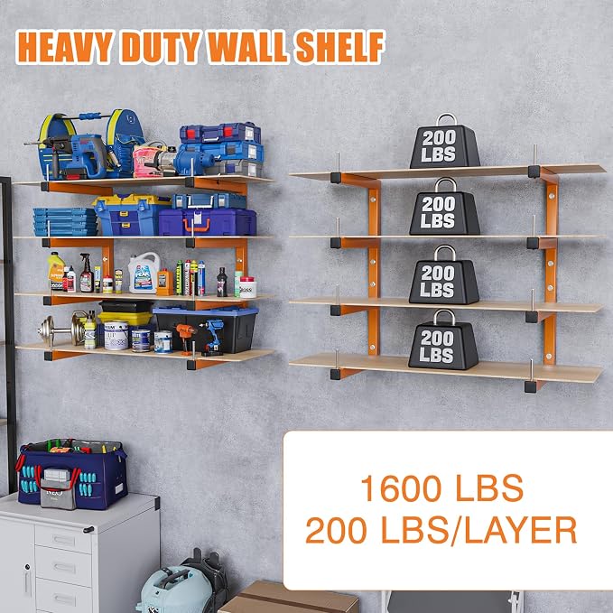 4-Pack Lumber Storage Rack, Wood Storage Racks Wall Mount, Heavy Duty Garage - Image 4