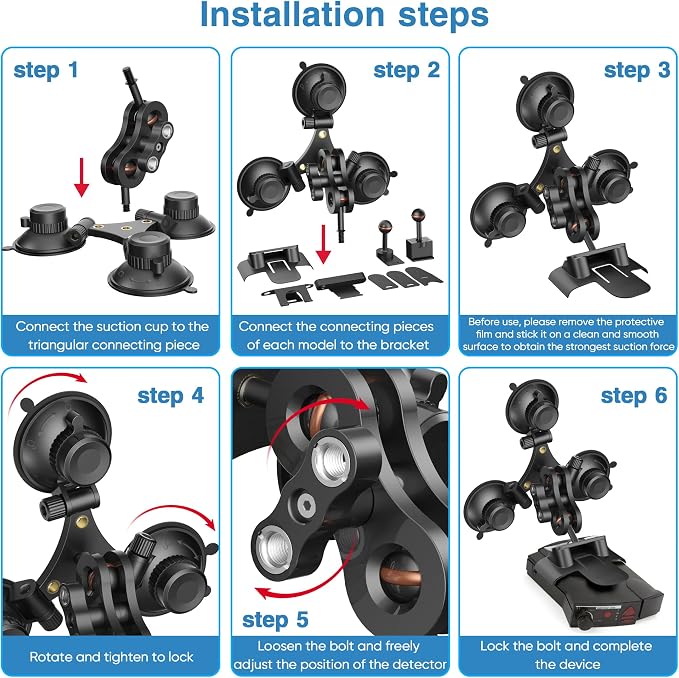 Radar Detector Mount, Triangular Suction Cup Mount, Windshield Radar Detector - Image 7