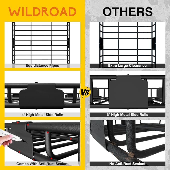 WILDROAD Car Roof Cargo Carrier Combo of Upgraded 84"x 39"x 4" Roof Rack Cargo - Image 4
