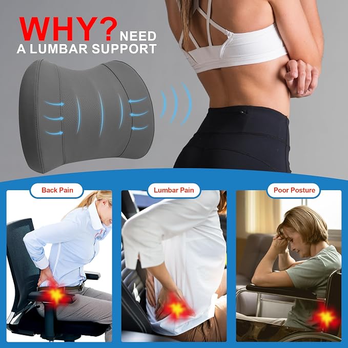 Lumbar Support Pillow for Car, Memory Foam Lumbar Pillow for Lower Back Pain - Image 3