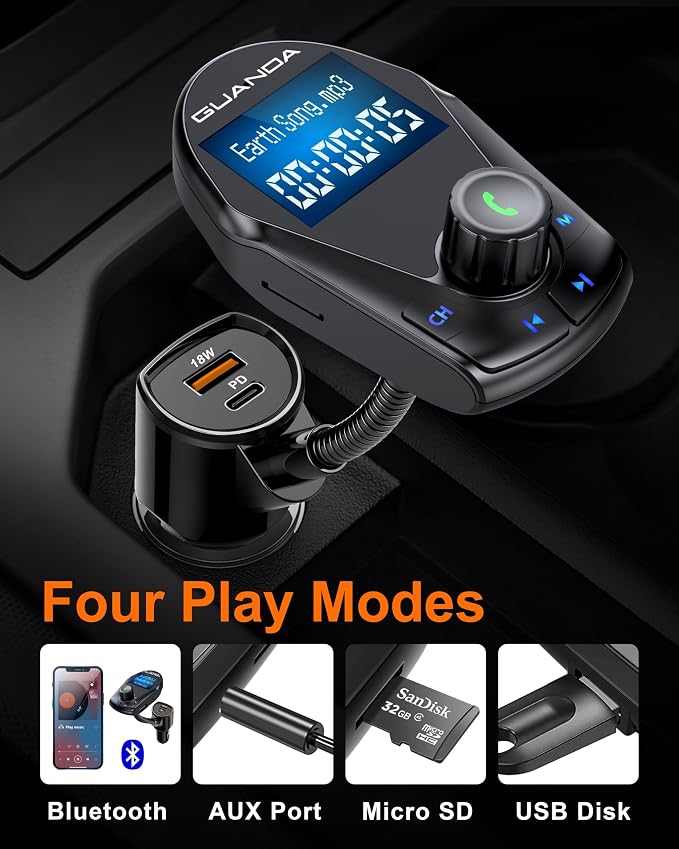 Bluetooth Transmitter Car Bluetooth Adapter, FM Transmitter Wireless Radio - Image 2