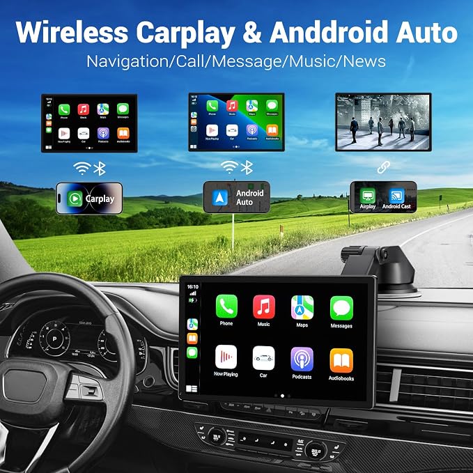 Wireless Apple Carplay Screen for Car 4K Dash Cam, - Image 2