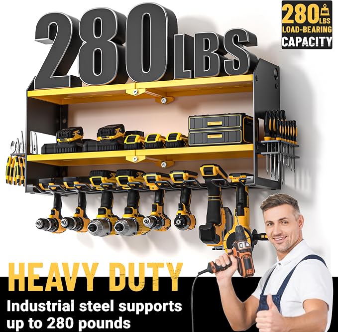 YYR Power Tool Organizer Wall Mount, Cordless Drill and Battery Holder - Image 4