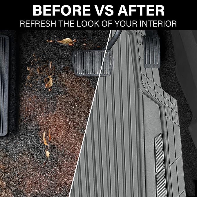 CAR PASS Heavy Duty Sporty Rubber Car Mats, Deep Dish All Weather Car Floor - Image 6