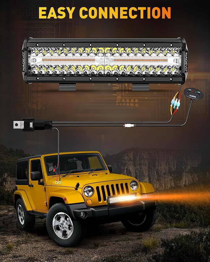 NAOEVO 12 Inch LED Light Bar, 300W 30000LM LED Offroad Fog/Driving Lights - Image 8