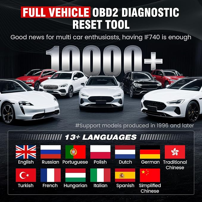 BOSSCOMM IF740 OBD2 Scanner, 4 Systems ABS/SRS/Transmission/Check Engine Code - Image 8
