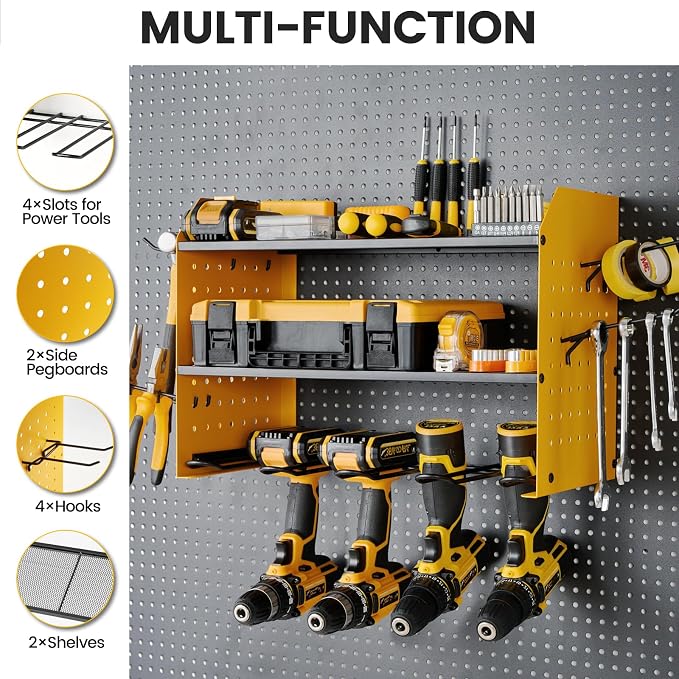 TRZZ Power Tool Organizer Wall Mount, 3-Layer Drill Holder - Image 2