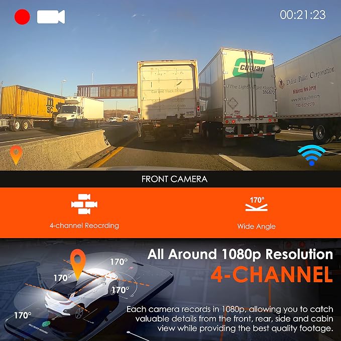 R4-4 Channel Dash Cam W/All Around 1080p Resolution, IR Night Vision, Parking - Image 3