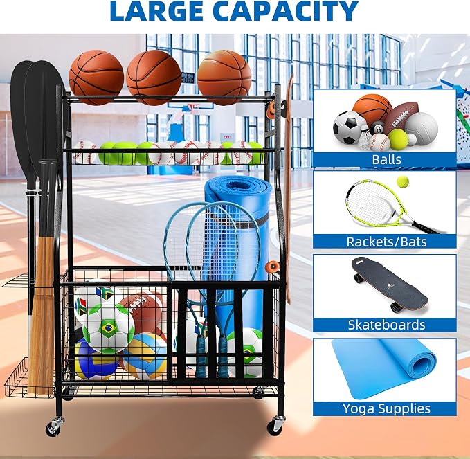 Garage Sports Equipment Organizer, Ball Storage Rack, Garage golf Organizer - Image 2