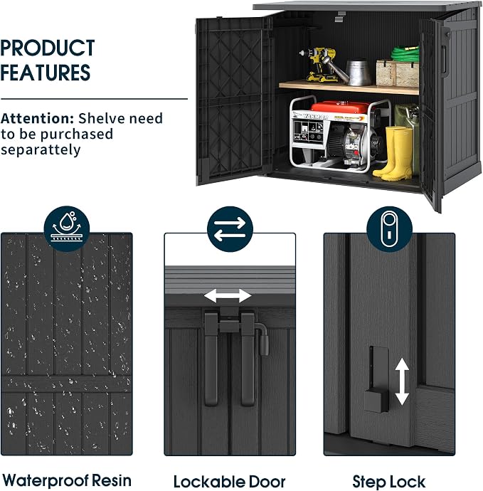 Outdoor Storage Shed 36 Cu. Ft. Resin Garden Horizontal Storage Large Capacity - Image 5