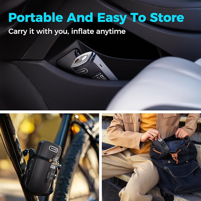 Tire Inflator Portable Air Compressor, 150PSI Rechargeable 2X Faster Cordless - Image 7