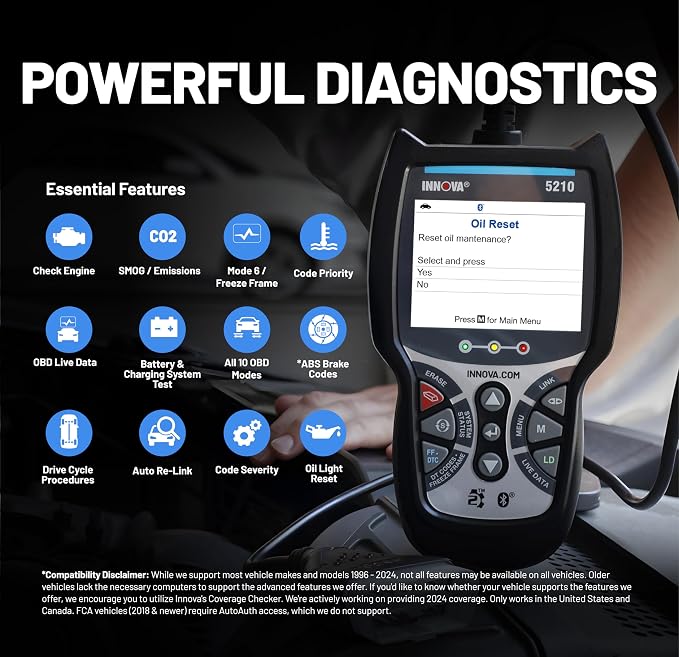 Innova 5210 OBD2 Scanner & Engine Code Reader, Battery Tester, Live Data - Image 7