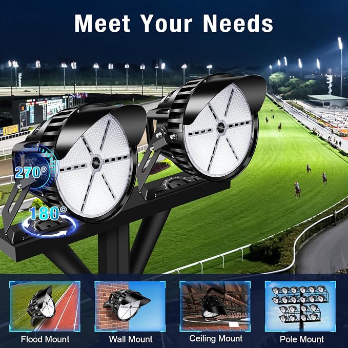 750W LED Stadium Lights, Heavy-Duty High Mast Sport Court Light Outdoor IP66 - Image 6