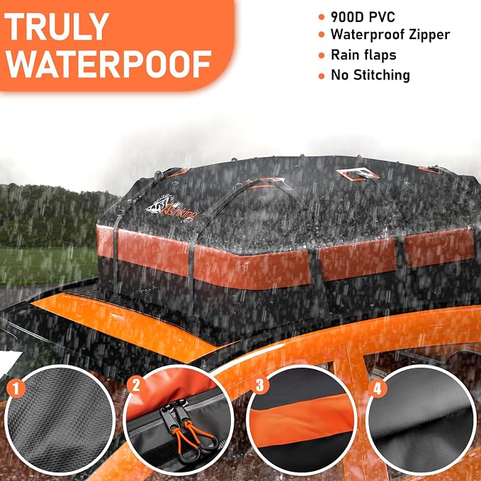 Asinking Car Roof Bag Rooftop top Cargo Carrier Bag 15 Cubic feet Waterproof - Image 4