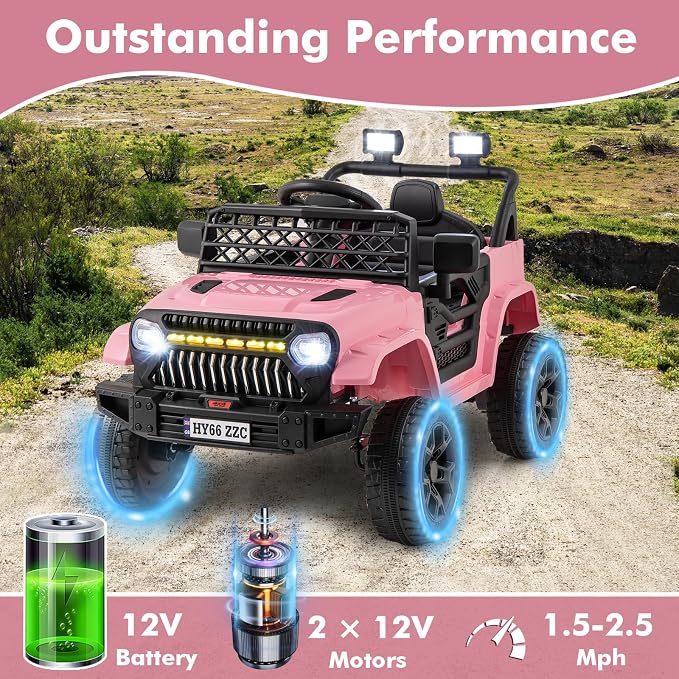 Costzon Kids Ride On Truck, 12V Battery Powered Electric Vehicles w/Remote - Image 5