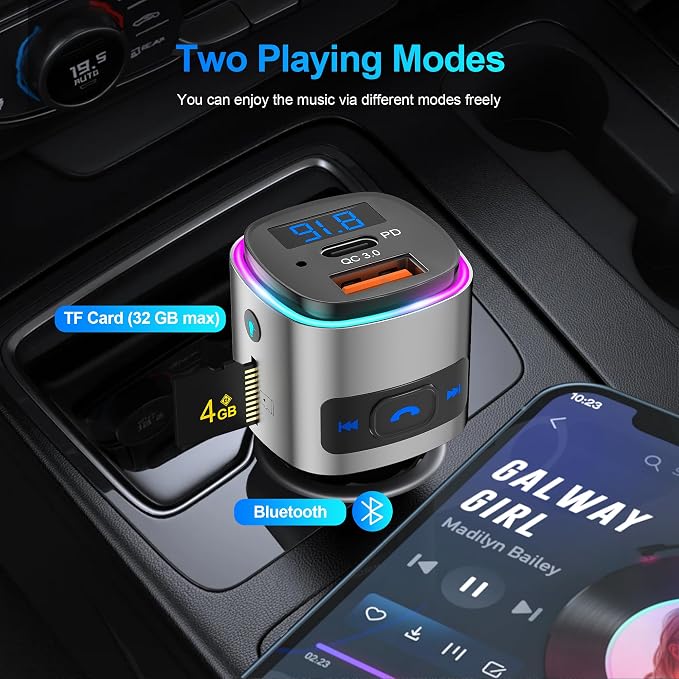 FM Transmitter Bluetooth, SONRU Bluetooth Car Adapter, Wireless FM Radio - Image 2