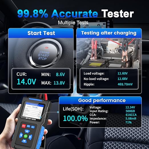 Battery Load Tester 12v Automotive, 20-2000 CCA Car Battery Tester and - Image 3