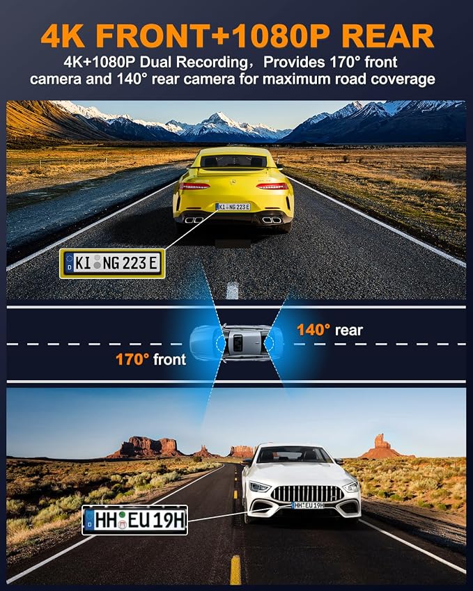 Dash Cam Front and Rear 4K, Built-in 5GHz WiFi - Image 4