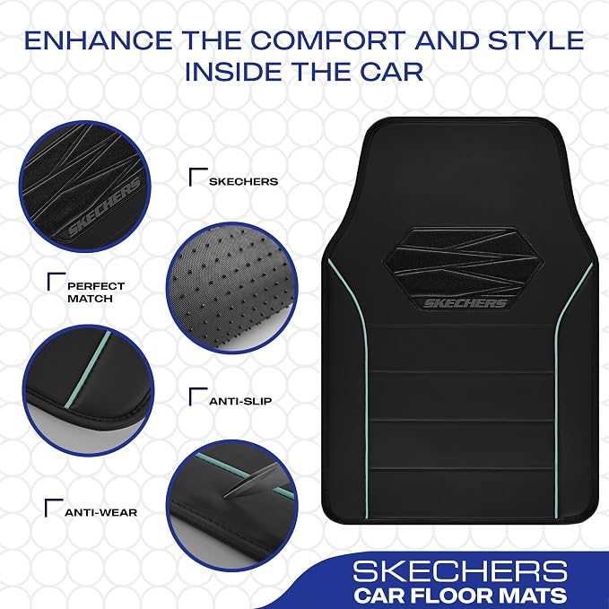 Skechers Memory Foam Car Mats, Leather Piping Car Floor Mats - Image 4