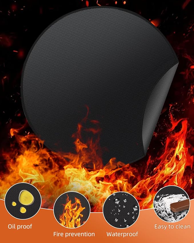 Round BBQ Grill Mat, 60 inches Double-Sided Fireproof Pad Waterproof Deck - Image 4