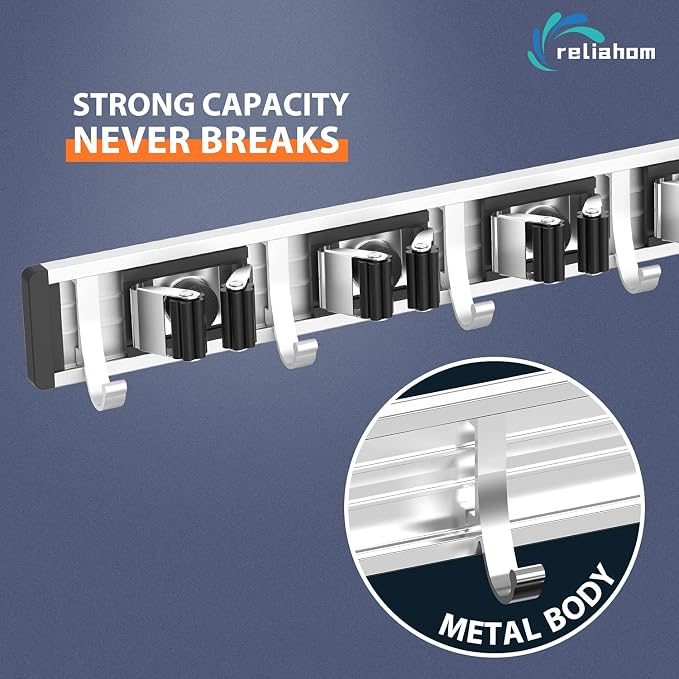 Broom Holder Wall Mount Mop and Broom Hanger Wall Mounted Garage Storage Rack - Image 2