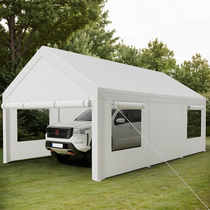 Shintenchi Carport 10' x 20' Heavy Duty Portable Garage, Car Port Canopy - Image 7