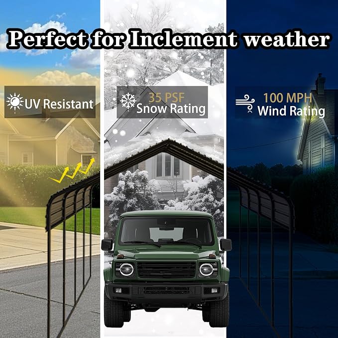 Heavy Duty Metal Carport 10x20 ft Galvanized Steel Carport Shelter - Image 4