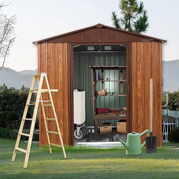 6x6 FT Outdoor Storage Shed, Metal Garden Shed by BNSPLY