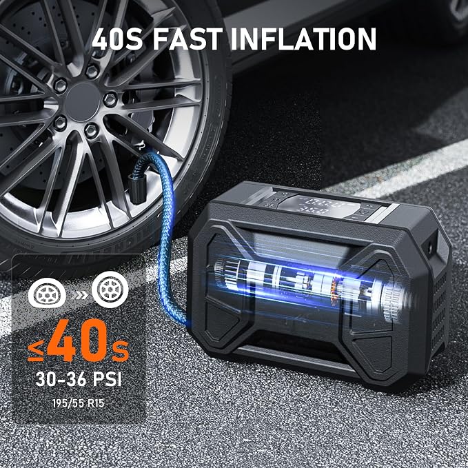Tire Inflator Portable Air Compressor, 150 PSI Cordless Tire Pump - Image 2