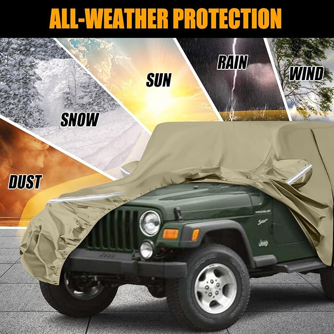 Waterproof Car Covers Replace for 1987-2006 Jeep Wrangler, Windproof Bands for - Image 6