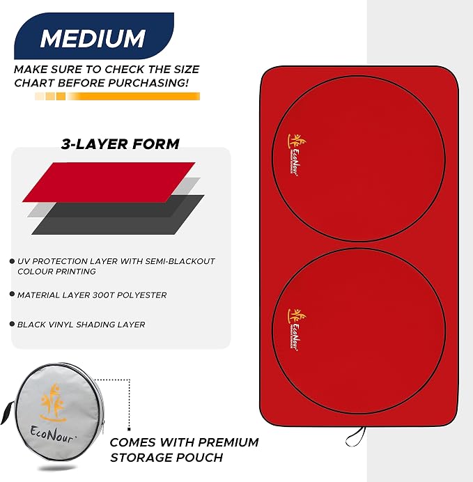 EcoNour Windshield Sun Shade Premium | Sunshade Protects Car Interior | Car Sun - Image 6