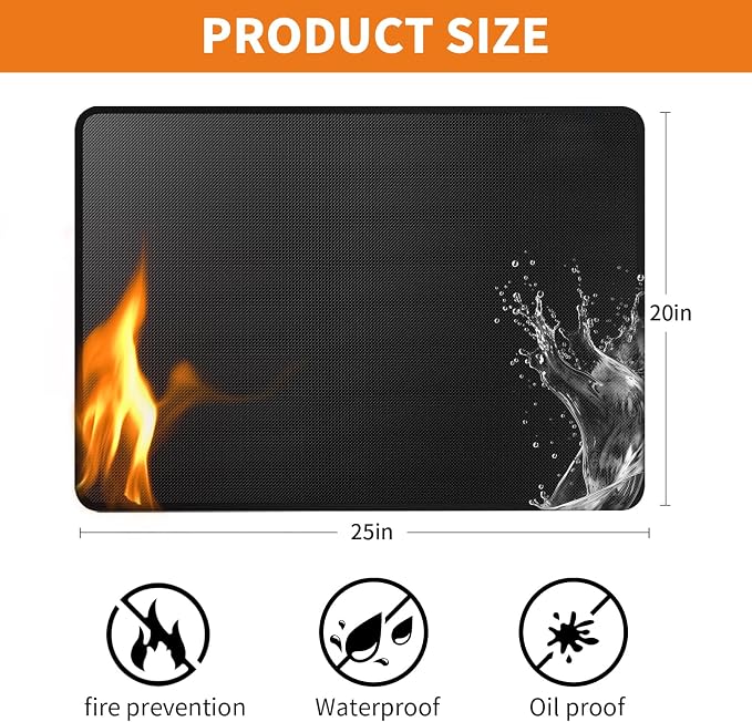 Heat Resistant Grill Mat, 25 x 20 inches Double-sided fireproof and waterproof - Image 2