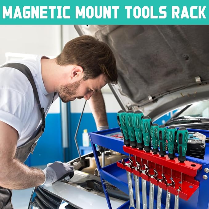 ULIBERMAGNET Magnetic Wrench Holder, Heavy Duty Red Magnetic Screwdriver Holder - Image 6
