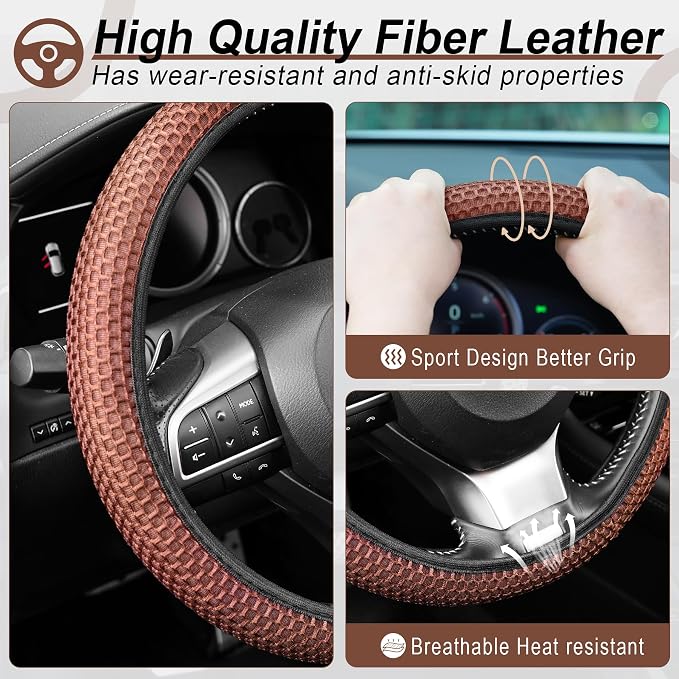 alpmosn Elastic Stretch Steering Wheel Cover, Breathable Microfiber Ice Silk - Image 3