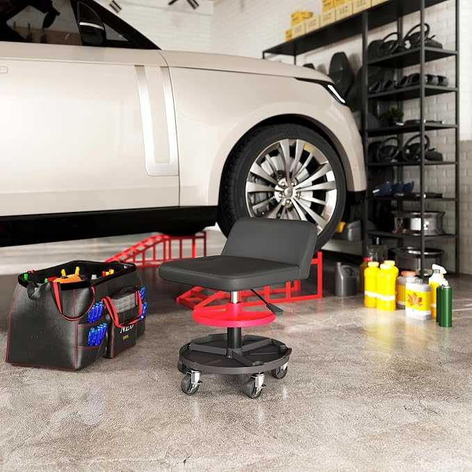 HOMCOM Rolling Mechanic Stool, 300 LBS Capacity Pneumatic Creeper Garage Stool - Image 9