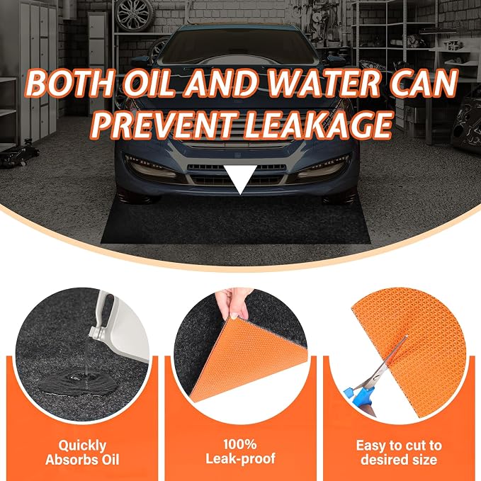8.5 X 6.6 Ft Heavy Duty Oil Spill Mat, Garage Floor Mat - Image 4